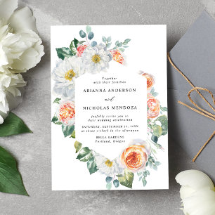 Hochzeitsarbeiten mit weißem Blumenmuster Einladung