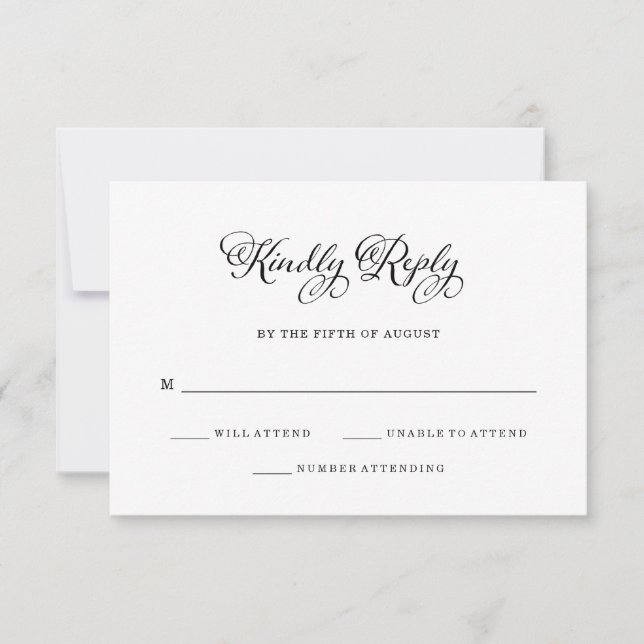 Hochzeitsarm | Schwarz-Weiß-Kalligrafie RSVP Karte (Vorderseite)