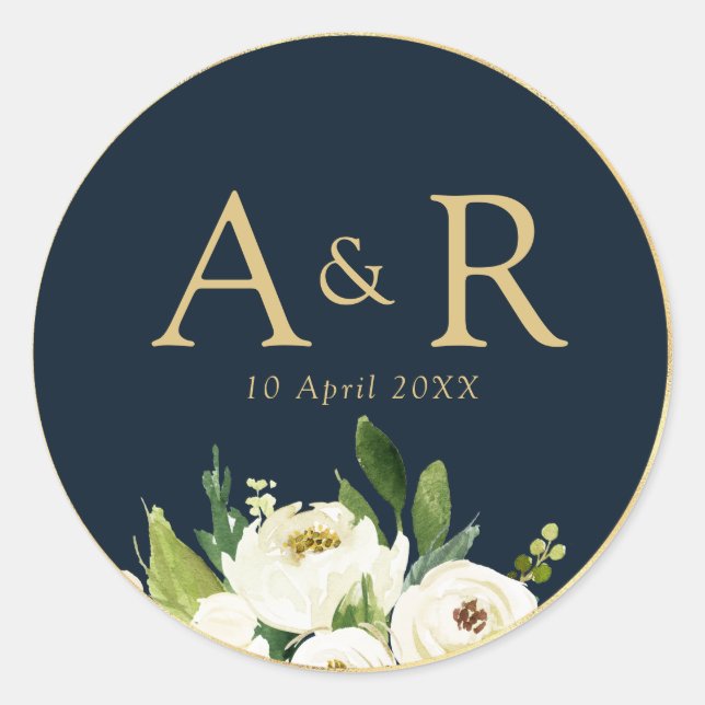 Hochzeitsaufkleber für die Elfenbeinblume Runder Aufkleber (Vorderseite)