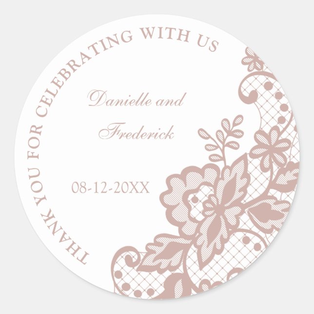 Hochzeitsaufkleber für staubige Rose Runder Aufkleber (Vorderseite)