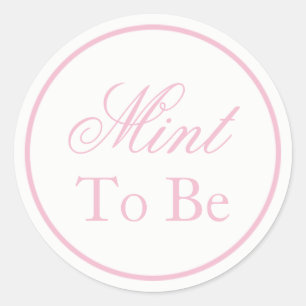 Hochzeitsaufkleber "Mint to Be" - Rosa Farbe Runder Aufkleber