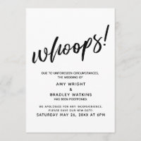 Hochzeitsaufschub Humor "Whoops"! Ankündigung