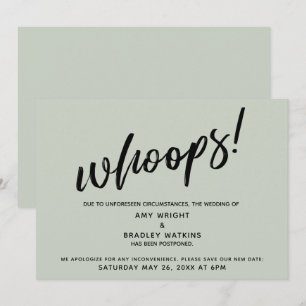 Hochzeitsaufschub Humor "Whoops"! Speicherkarte Einladung