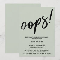 Hochzeitsaufschub Humorvolle "Oops"! Ankündigung