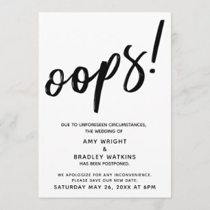 Hochzeitsaufschub Humorvolle "Oops"! Ankündigung
