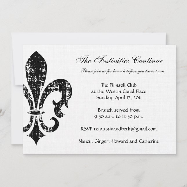 Hochzeitsausweis| New Orleans| Schwarz Einladung (Vorderseite)