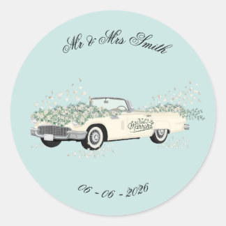 Hochzeitsauto Favor Sticker im Vintage-Stil