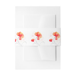Hochzeitsband "Watercolor orange Red Wildblume" Einladungsbanderole