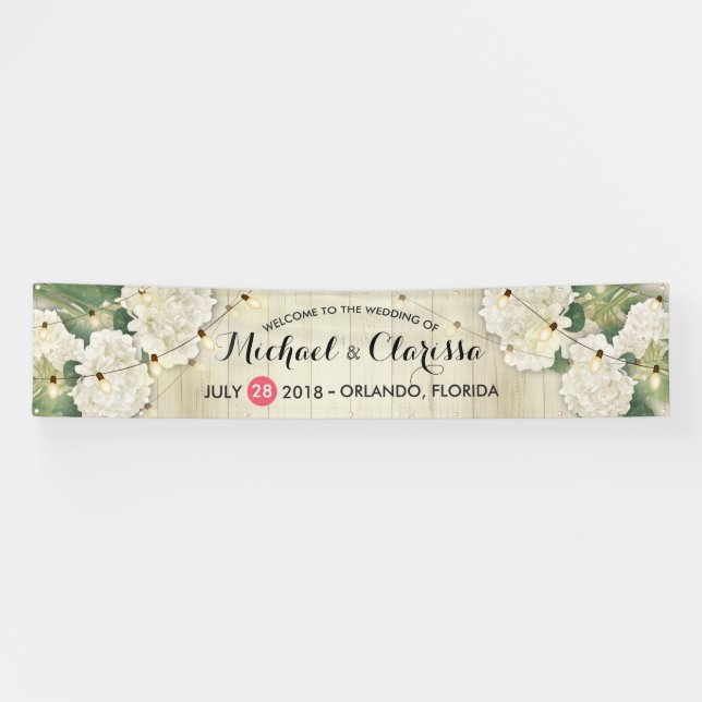 Hochzeitsbanner-Blume und Streichellichter Rustika Banner (Horizontal)