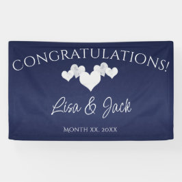 Hochzeitsbanner der Marine Elegante Weiße Herzen Banner