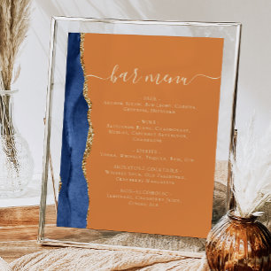 Hochzeitsbar-Menü Navy Blau Gold Achat Rost Poster