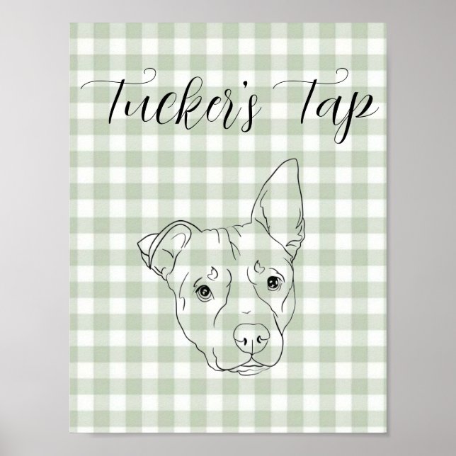 Hochzeitsbar-Schild mit Hund  Poster (Vorne)