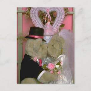 Hochzeitsbärenpaar heiraten ersten Kuss Postkarte
