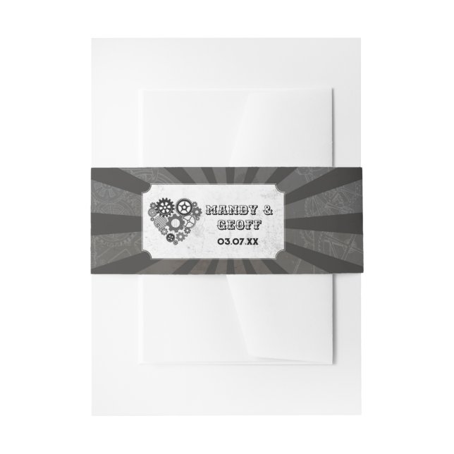 Hochzeitsbauch-Band Steampunk Hochzeitslied Einladungsbanderole (Vorderseite Beispiel)
