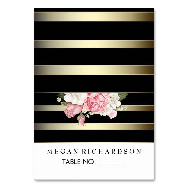 Hochzeitsbegleitkarten Vintage Streifen Tischnummer (Vorderseite)