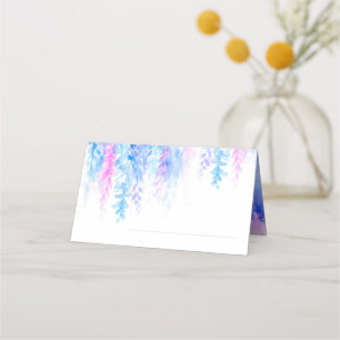 Hochzeitsblau-rosa Blume Kaskade Platzkarte