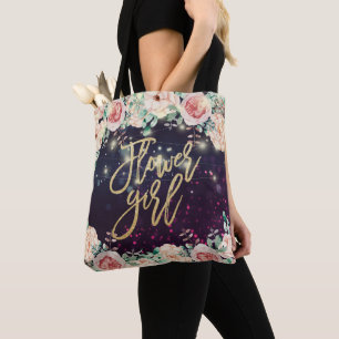 Hochzeitsblume Girl Floral Lila Sparkle Lights Tasche
