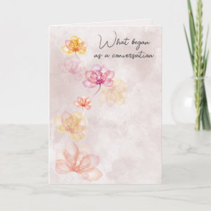 Hochzeitsblumen auf rosa abstraktem Hintergrund Karte