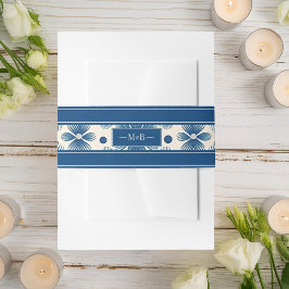 Hochzeitsblumen aus dem Mittelalter | Blau | Monog Einladungsbanderole