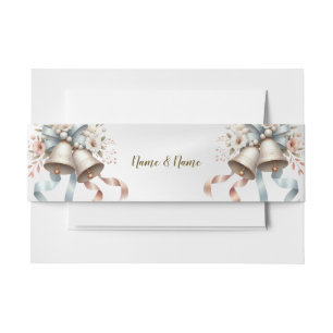 Hochzeitsblumen Bells Pink Blue Ribbons Schöne Einladungsbanderole