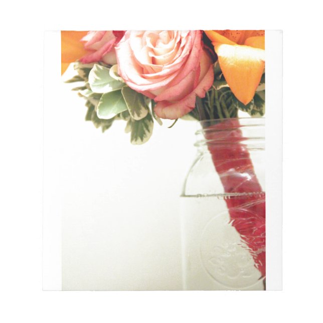 Hochzeitsblumen Rosa-Orange-Rose anpassen Notizblock (Vorderseite)