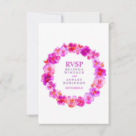 Hochzeitsblumenkranz-Pink RSVP Karte