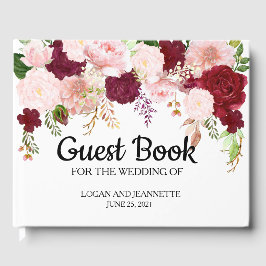Hochzeitsblush Burgund Blume Wasserfarbe Gästebuch