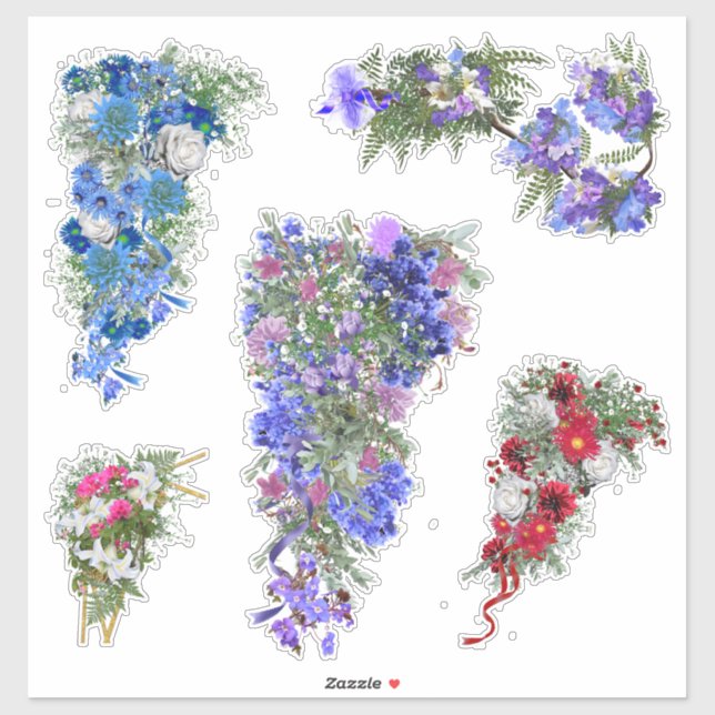 HochzeitsBouquets für Blume Aufkleber (Blatt)