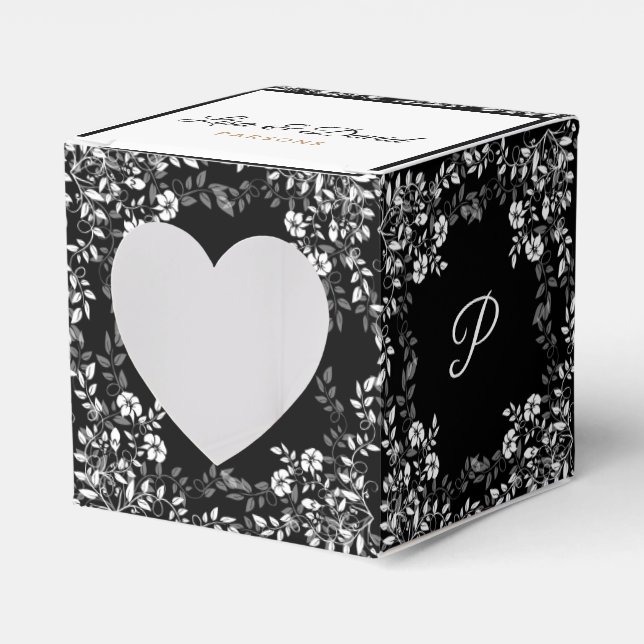 Hochzeitsbox mit Schwarz und Weiß Geschenkschachtel (Vorderseite)