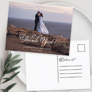 Hochzeitsbrauch Foto Danke Elegante Kalligrafie Postkarte