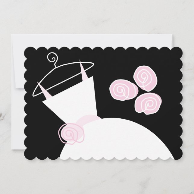 Hochzeitsbraun Rosa Brautparty schwarz Pastellfarb Einladung (Vorderseite)