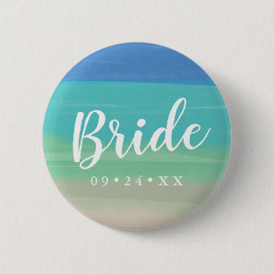Hochzeitsbride für Sand und Ozean Button