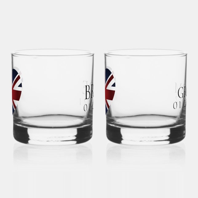 Hochzeitsbrille für personalisierte Gewerkschaft J Whiskyglas (Links)