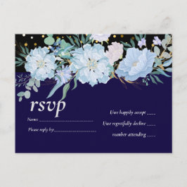 Hochzeitsbudget der Marine Aqua Blue Floral Einladungspostkarte