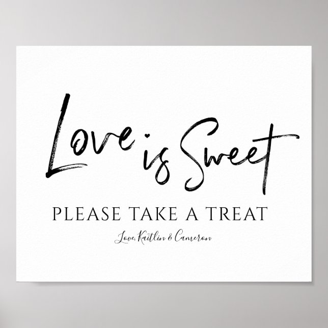 Hochzeitsbuffet Zeichen "Liebe ist süß" Schwarz Poster (Vorne)