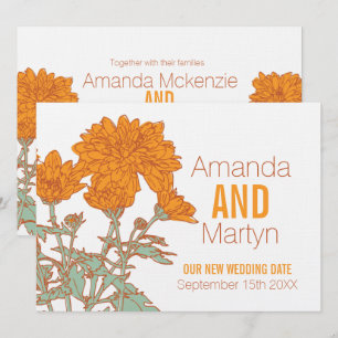 Hochzeitschrysantheme weiß orange verschoben einladung
