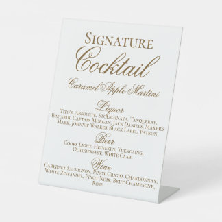 Hochzeitscocktail/Bar-Menü Sockelschild