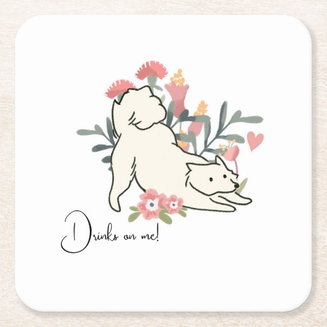 Hochzeitscocktail für Hunde Rechteckiger Pappuntersetzer (Vorderseite)