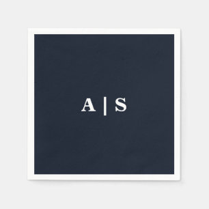Hochzeitscocktail für Navy & White Monogram Serviette