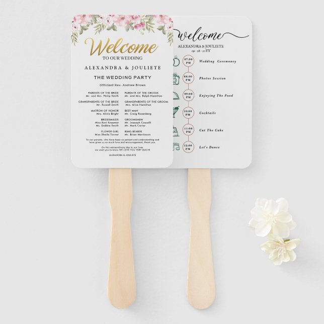 Hochzeitscocktail - Icon Wedding Willkommen Fächer (Vorne und Hinten)