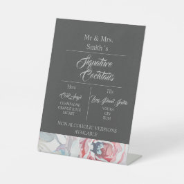 Hochzeitscocktail in der Rose Schwarz Sockelschild
