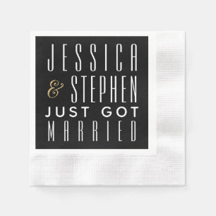 Hochzeitscocktail Napkin Elegante Gold und Schwarz Serviette