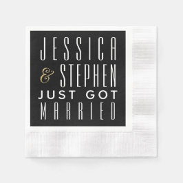 Hochzeitscocktail Napkin Elegante Gold und Schwarz Serviette