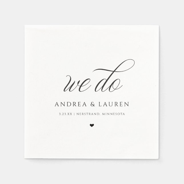 Hochzeitscocktail Napkins Simple Luxury Elegant Serviette (Vorderseite)
