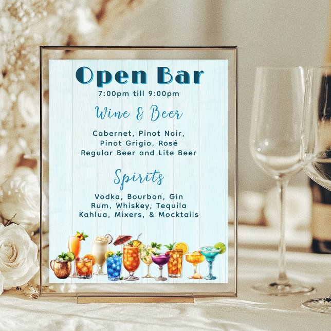 Hochzeitscocktails Liste Blauer Wood Poster (Von Creator hochgeladen)