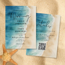 Hochzeitscodierung des Blue Ocean Beach Sand QR Co