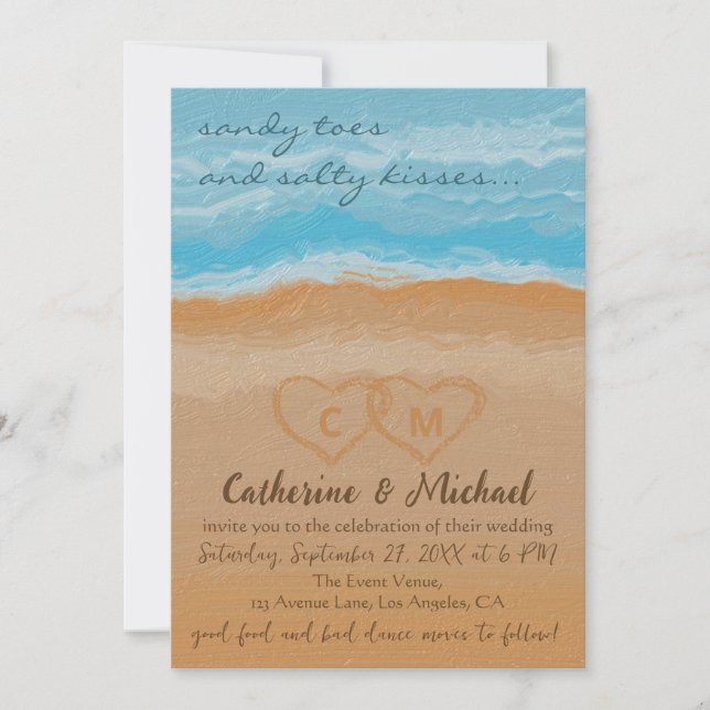 Hochzeitscodierung des tropischen Ocean Beach QR Einladung (Vorderseite)