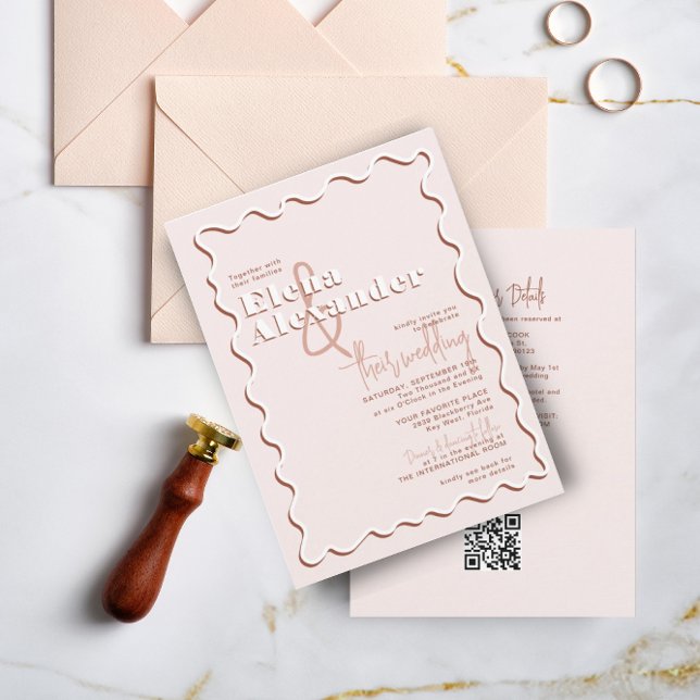 Hochzeitscodierung für den Wavy Blush Rust UAWG QR Einladung (Von Creator hochgeladen)