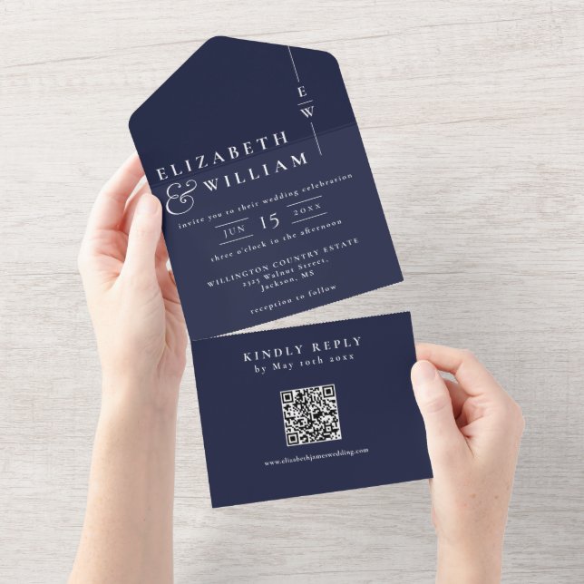 Hochzeitscodierung für Minimalistisches Monogramm All In One Einladung (Abreißen)