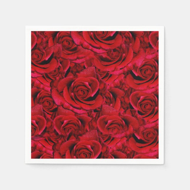 Hochzeitscollage für rote Rosen Serviette (Vorderseite)